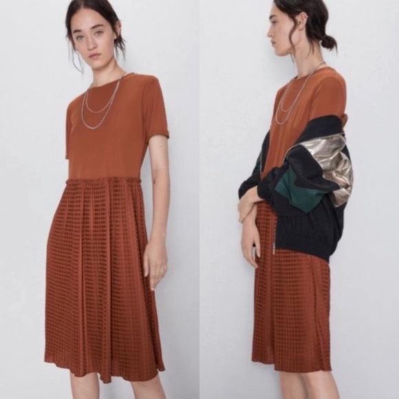 Zara pleated contrast dress NWT - Picture 4 of 7